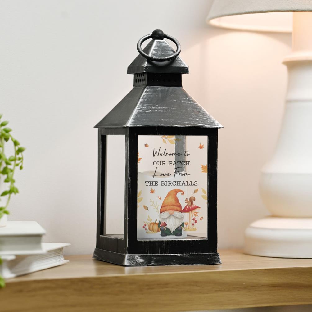 Personalised Autumn Gonk Black Lantern Extra Image 3